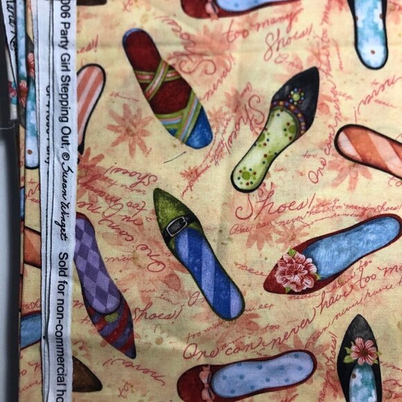 🛒 $9 Quilt Cotton Fabric Material - 1 yard Colorful Shoe Print #912 - Picture 2 of 3